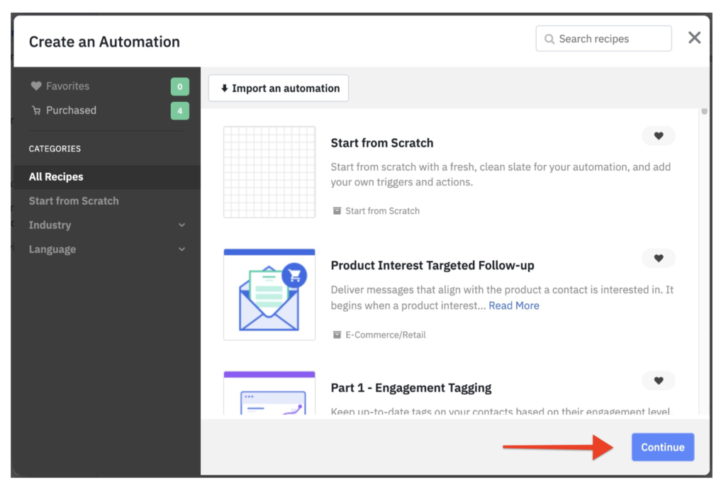 ActiveCampaign vs. tinyEmail: ActiveCampaign’s automation workflow screen